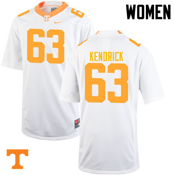 Women #63 Brett Kendrick Tennessee Volunteers College Football Jerseys-White